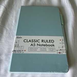 Feela Hardcover Classic Ruled A5 Notebook - Unopened | Includes Pen | Light Blue